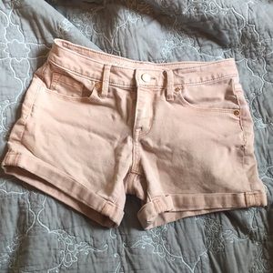 Mid Rise Midi Shorts- faded pink denim Mossimo